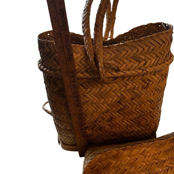 Vintage  Brown Woven Backpack